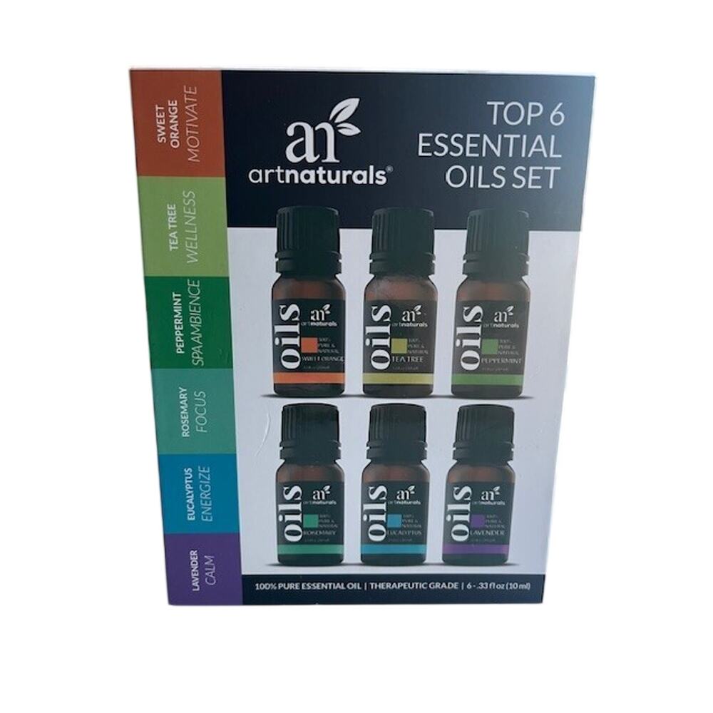 ArtNaturals Aromatherapy Top-6 Essential Oil Set, 100% Pure 6 x 10ml Bottles NIB